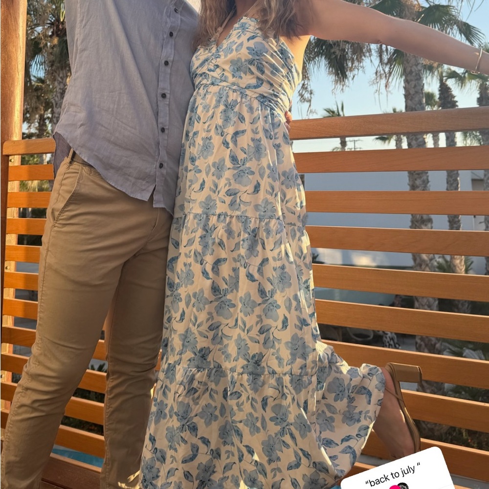 Floral Blue and White Maxi Dress